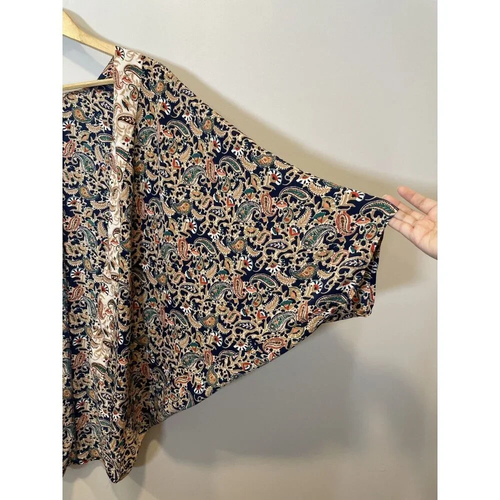 Entro Open Front Paisley Print SZ S Kimono Multicolor Lightweight Boho Festival - Picture 7 of 8